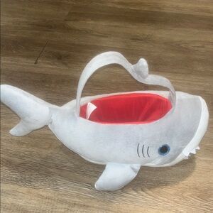 Gray Shark Pet Toy with Red Interior